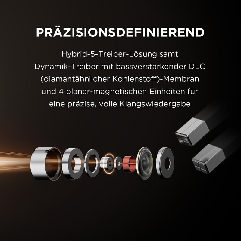 1MORE Penta Driver Vezetékes Fülhallgató - Hi-Res Tanúsított Hibrid Multidriver, HiFi Hangzás, Lecsatolható MMCX Csatlakozó, MEMS Mikrofon, 