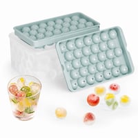iyes.top Gömb Jégkocka Forma Fedővel és Tárolóval, egymásba rakható szilikon tálca, 99 kis jéggömb, whiskeyhez és koktélhoz (1 tálca hi — 2 db-os szett 1