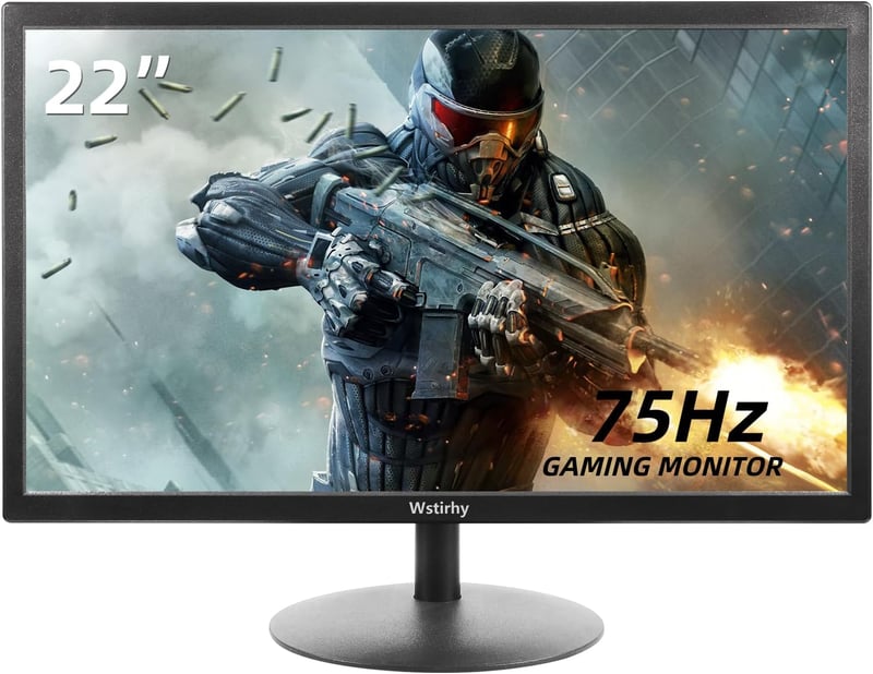 Wstirhy 22" Full HD Monitor - 75Hz LED Képernyő, 1920x1080 Felbontás, 5ms Válaszidő, HDMI/VGA Csatlakozás, Vékony Keret, Fekete Számítógép K