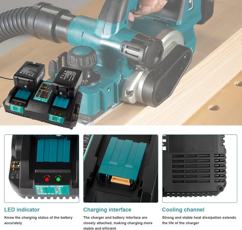 Makita 14,4V-18V akkumulátor gyorstöltő, dupla portos, EU csatlakozó