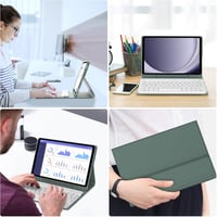 JADEMALL Bluetooth Billentyűzetes Tok Samsung Galaxy Tab A9+/A9 Plus 11" Tablethez, Tolltartóval, Sötétzöld-Fehér, SM-X210/X215/X216/X218 Mo 7