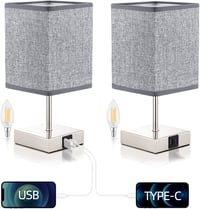 Vintage LED éjjeli lámpa szett, érintős fényerőszabályzással, USB és Type-C töltővel 1