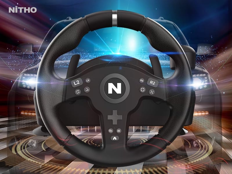 NITHO Drive Pro ONE V200 Versenyszimulátor Kormány és Pedál Szett 270° Forgásszöggel PC, PS4, Xbox One, Xbox Series X/S Platformokra, Beépít - Drive Pro V200