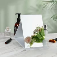 OSDUE Összecsukható Kozmetikai Tükör - Nagy Méretű (21,5 x 15,5 cm) Hordozható Smink Tükör PU Bőr Kerettel, Asztali Állvánnyal, Otthoni és U 6