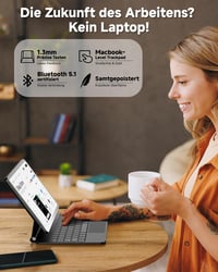 Nuflaz X9 Billentyűzetes Tok iPad Air 13" (2024/2025) & iPad Pro 12.9" (3-6. Gen) - QWERTZ Német Billentyűzet Érintőpaddal, 7 Színű Háttérvi - Black Grey 7