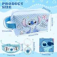 Ubephant Lilo și Stitch – Trusă de cosmetice față-verso albastră, cu model desen animat, geantă mare de machiaj, din material textil tip canvas. 3