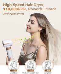 UKLISS 7 az 1-ben Hajformázó Készlet 1400W - Hajszárító Diffúzorral, Körkefe, Egyenesítő, Automata Göndörítő, 110.000 RPM Motor, 3 Hőfokozat 3