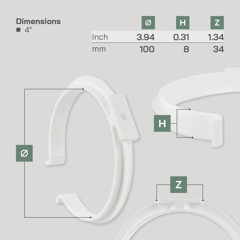 Vent Systems 8 db 100mm-es Műanyag Fali Tartó Kerek Szellőzőcsövekhez - Előfúrt Lyukakkal - Fűtés, Hűtés, Légkondicionálás - 4 Csomag