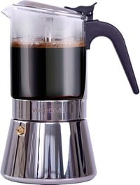 Luxus Olasz Üveg Moka Kávéfőző - 360ml, Rozsdamentes Acél 1
