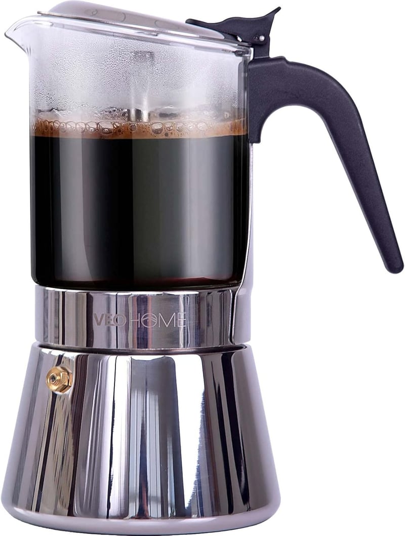 Luxus Olasz Üveg Moka Kávéfőző - 360ml, Rozsdamentes Acél