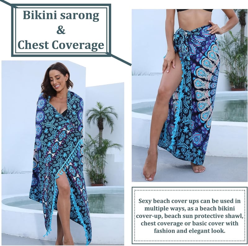 UMIPUBO Női Strandkendő - Nyári Bikini Takaró, Boho Pareo 180x130cm