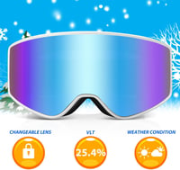 EXP VISION Gyerek Síszemüveg - Kék, Páramentes, 100% UV Védelemmel, Szemüveg Kompatibilis, Sisakkal Használható Snowboard Szemüveg 2-14 Éves 3