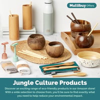 Jungle Culture Kókuszdió Tál Szett 2 db-os Fa Kanalakkal és Bambusz Szívószálakkal - Természetes Vegán Műanyagmentes Alternatíva Smoothie Tá 7
