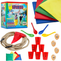KreativeKraft Kerti Játékok Szett Gyerekeknek - Zsákugrás, Tojásfutás, Kötélhúzás, Dobójátékok 1