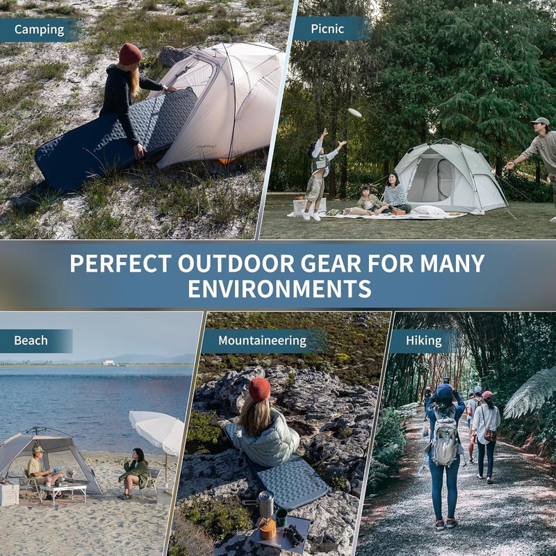 Naturehike Yugu Önfelfújó Matrac - 3,5 cm Vastag, Kompakt Méretű, Könnyű Kempingmatrac Túrázáshoz, Kültéri Sportokhoz (Köd Kék)