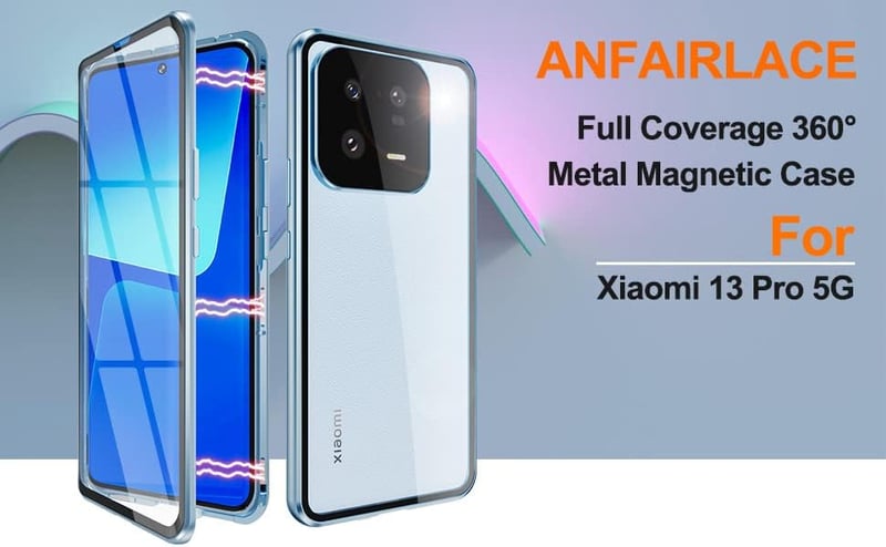 Xiaomi 13 Pro mágneses tok - 360°-os átlátszó üveg védelem, ezüst