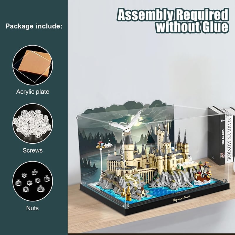 cooldac Akril Vitrin Harry Potter Hogwarts Kastély 76419 LEGO Szetthez - Átlátszó Porvédő Kijelző Doboz, 40x30x30 cm