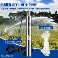 VEVOR 3" Mélykúti Szivattyú 550W - 35L/perc Vízhozam, 108m Emelőmagasság, Rozsdamentes Acél, Homokálló, 20m Kábellel, Édesvíz Ellátáshoz 2