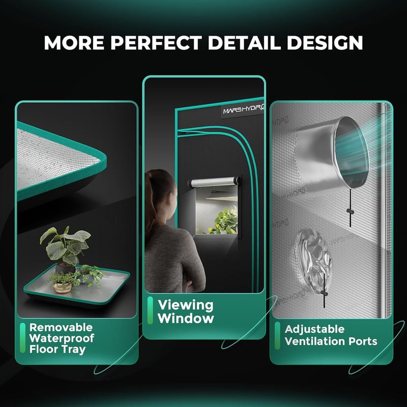 MARS HYDRO 90x90x180 cm Grow Tent Reflektív Mylar Beltéri Növénytermesztő Sátor