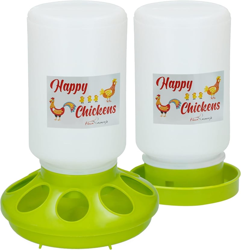 Happy Chickens Csirke és Fürj Etető-Itató Szett - 1kg Etetőtál és 1L Itató Kiscsibéknek