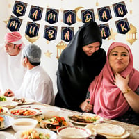 Ramadani dekoráció szett - 10 részes holografikus hold-csillag füzér és banner 4