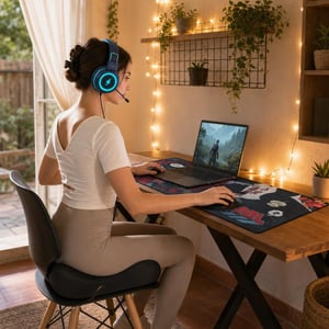 Gamer set za udobnost: 1x XXL podloga + 1x LED slušalice + 1x LED traka + 1x ergonomski jastuk