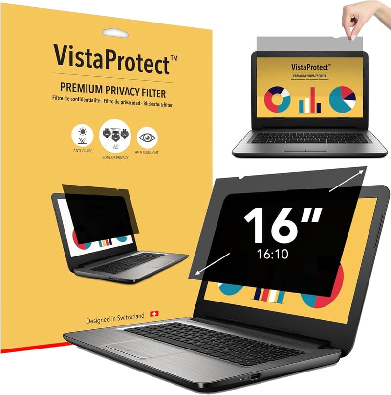 VistaProtect 16" Laptop Adatvédelmi és Kékfény Szűrő Fólia (16:10)