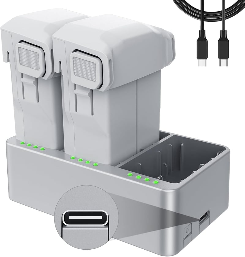 DJI Mini 3/4 Pro akkumulátor szett: 2db 3850mAh akku és kétirányú töltőhub, 47 perc repülésidő