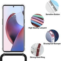 Motorola Edge 30 Ultra átlátszó tok zöld pánttal és edzett üveggel 2