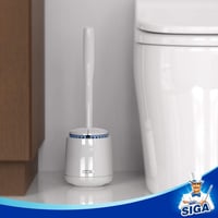 MR.SIGA Prémium WC Kefe Tartóval - Gyorsan Száradó, Hosszú Nyéllel, Fürdőszobai Toalett Tisztító Kefe, Fehér 6