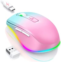 seenda Vezeték Nélküli Egér LED Világítással - Újratölthető, Csendes 2.4G USB Egér Jiggler Funkcióval, 2000 DPI, PC/Laptop Kompatibilis 1