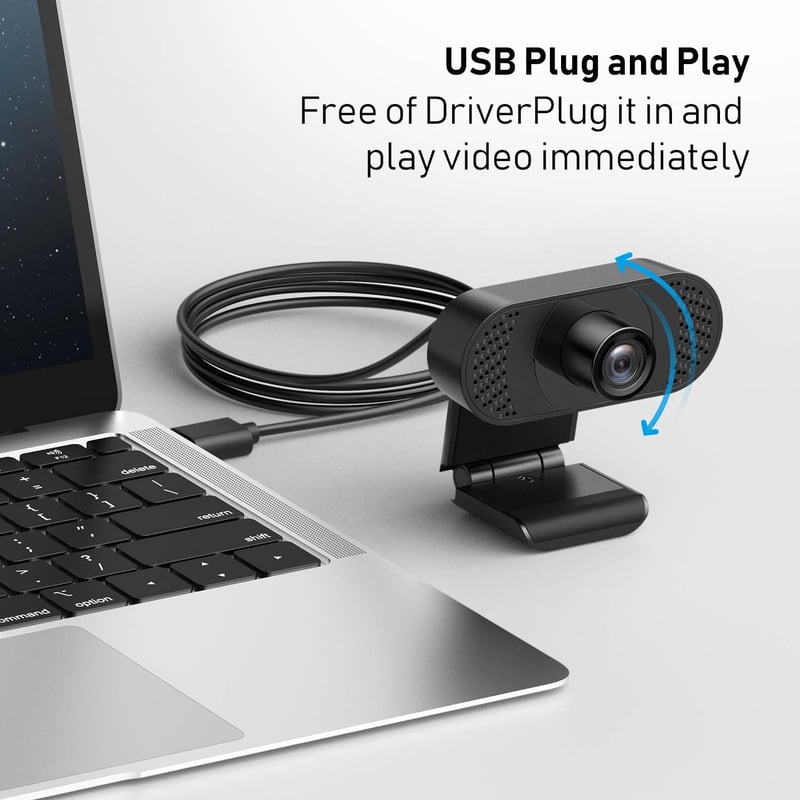 Wansview Full HD Webkamera Mikrofonnal - USB 2.0 Plug and Play Laptop és PC Kamera Automatikus Fénykorrekció