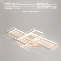 Diossad Téglalap LED Mennyezeti Lámpa 120W Távirányítóval - Szabályozható Fényerő, 2700K-6500K Színhőmérséklet, Memória Funkcióval, Nappali, 4