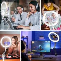 Állítható 10" LED körfény íróasztalra, telefontartóval - YouTube, TikTok, videóhívás (Fehér) 7