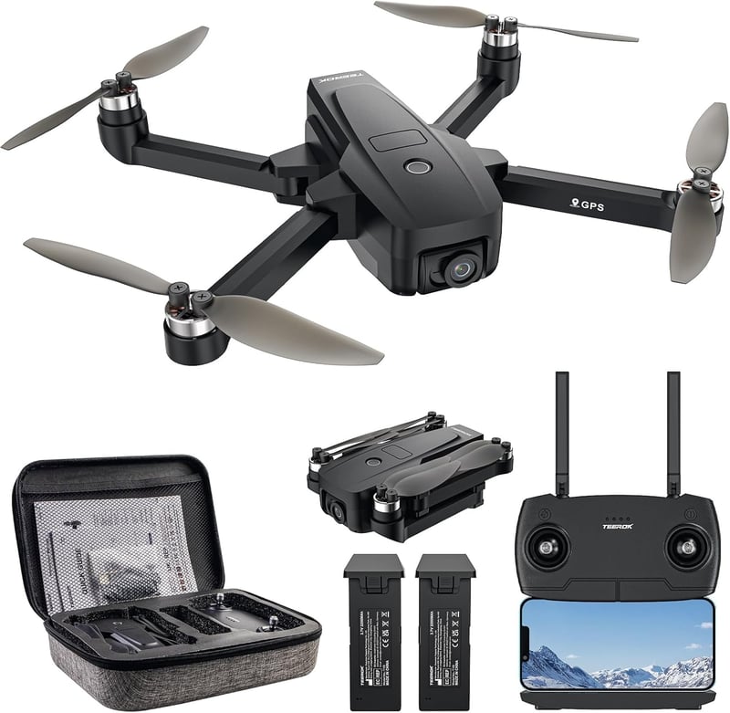 TEEROK T18S GPS Drón 4K Kamerával, 5G Átvitel, 500m Hatótáv, Automatikus Visszatérés, Követés Funkcióval, Kefe Nélküli Motor, 2 Akkumulátor,