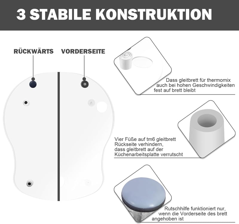 Thermomix TM6 TM5 görgős alátét - Átlátszó akril csúsztatólap Vorwerk robotgéphez