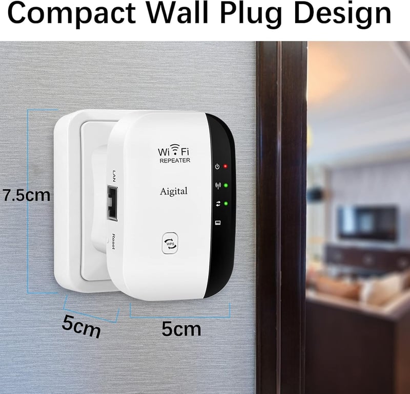 Aigital WiFi Jelerősítő és Access Point 300Mbps - Vezeték Nélküli Jelismétlő LAN Porttal, WPS Gombbal, Kompatibilis Minden WiFi Modemmel és 