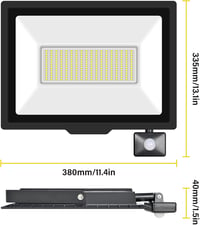 RIGIDON 2x200W Kültéri LED Reflektor Mozgásérzékelővel - 20000 Lumen, 6000K Hideg Fehér, IP66 Vízálló Fényvető Kerthez, Garázshoz, Ház Falár 2