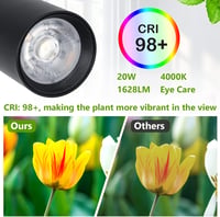 Rayofly 20W Teljes Spektrumú LED Növénylámpa, Állítható Magasságú Beltéri Növényvilágítás 4/8/12 Órás Időzítővel, COB Izzóval, Fekete 2