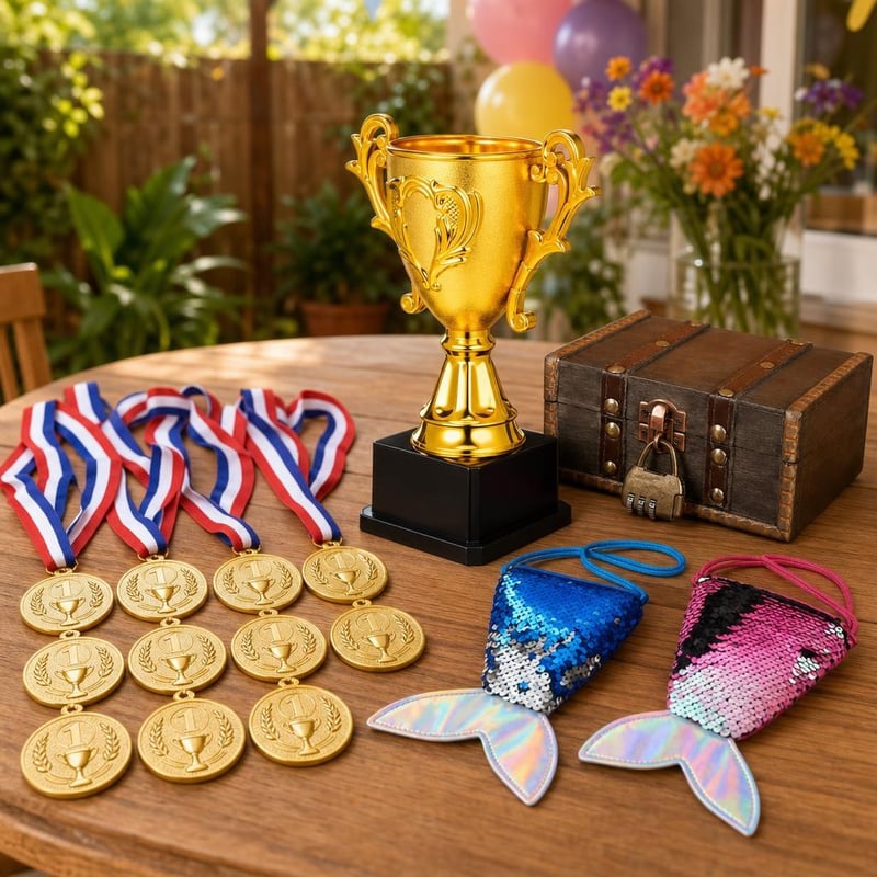 Paket za pobjednike: 12x zlatna medalja + pehar + 2x mini novčanik + drvena škrinja s lokotom