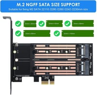 VBESTLIFE Dual M.2 NVMe SSD PCIE Adapter - 6Gbps Átalakító Kártya M2 SATA SSD-hez, Többféle Mérethez (22110/2280/2260/2242/2230), Windows/Li 2