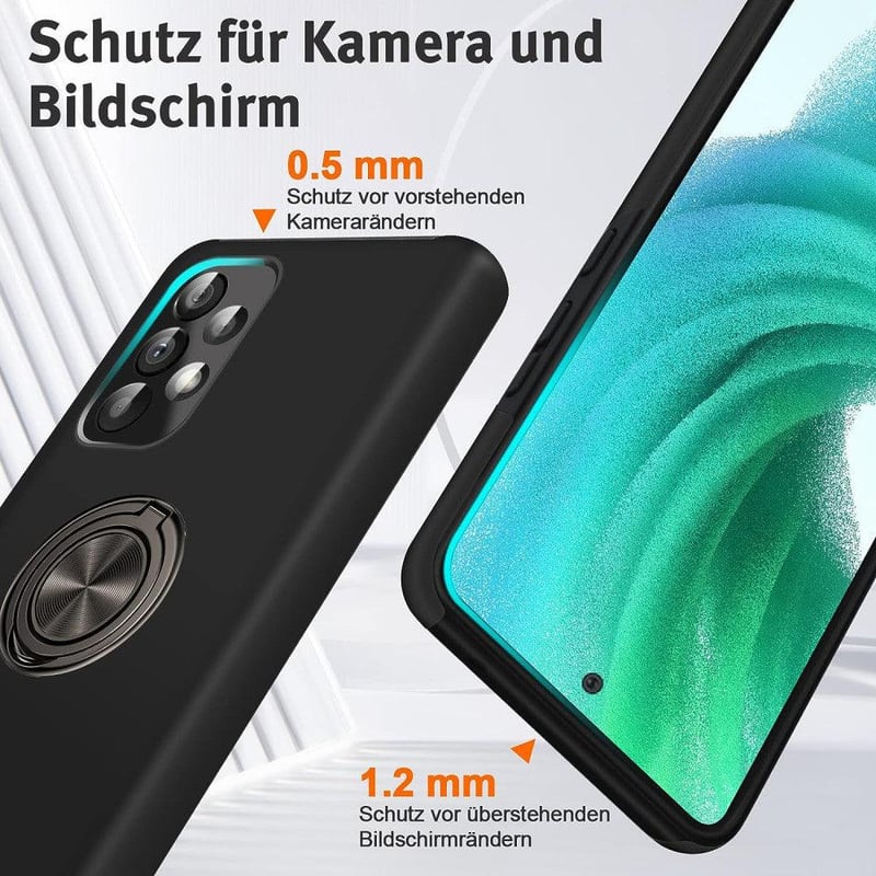 Samsung Galaxy A53 5G fekete gyűrűs tok - Ütésálló védelem állvánnyal
