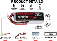RoaringTop 5000mAh 18,5V RC LiPo akkumulátor modellrepülőkhöz, 2 db csomag 2