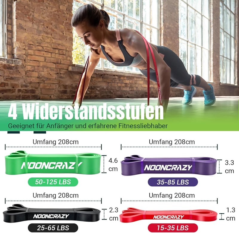 nooncrazy Ellenállásos Szalagok Ajtóhorgony és Fogantyúkkal Edzéshez - Multi-coloured