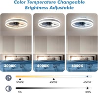 MOSSCO Mennyezeti Ventilátor LED Világítással, 40 cm, Távirányítós, Applikációval Vezérelhető, 3 Fényerő, 6 Sebességfokozat, Csendes Működés 8