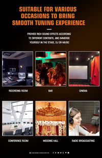 Weymic A80 Professzionális DJ Keverőpult - 8 Csatornás Hangkeverő 99 DSP Effekttel, USB, Bluetooth, XLR Mikrofon Bemenettel, Karaoke és Stúd - A80 8 Channel 3