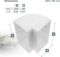 Vent Systems 220 x 90mm Függőleges Téglalap Alakú Csőkönyök 90°-os Csatlakozási Szöggel - Szellőztető Rendszerekhez, Fűtéshez és Hűtéshez 6