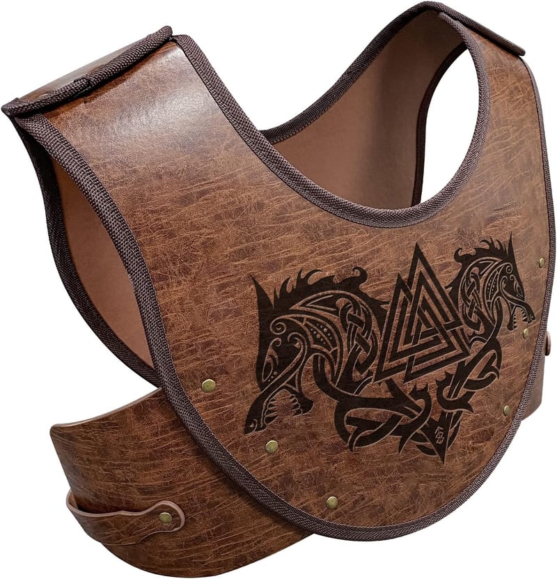 HiiFeuer Fenrir Vegvisir Viking Mellvért - Prégeléses PU Bőr LARP Páncél