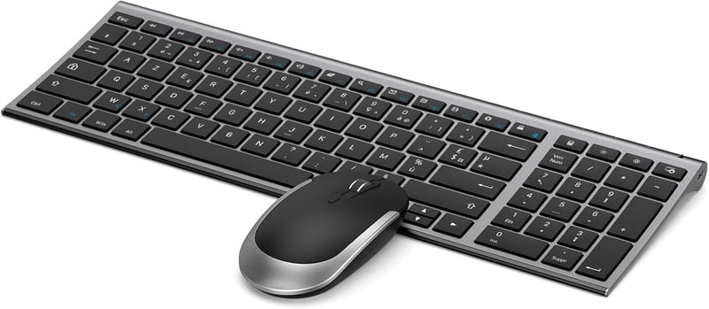 Vezeték nélküli AZERTY billentyűzet és egér szett Windows-hoz, USB vevővel, újratölthető
