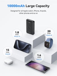 NEWDERY 10000mAh vezeték nélküli powerbank Apple Watch és iPhone készülékekhez, gyorstöltéssel - fekete 5